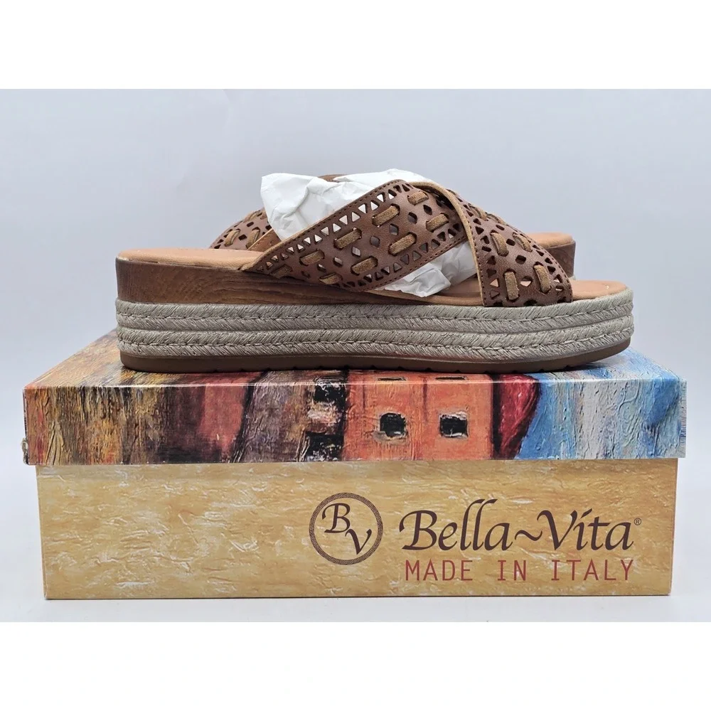 New BELLA VITA Women's Exa-Italy Espadrille Slide Sandal Suede Leather‎ Size 8 M